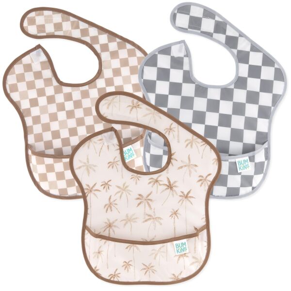 Bumkins SuperBib Önlük - 3lü Paket Palms + Checks