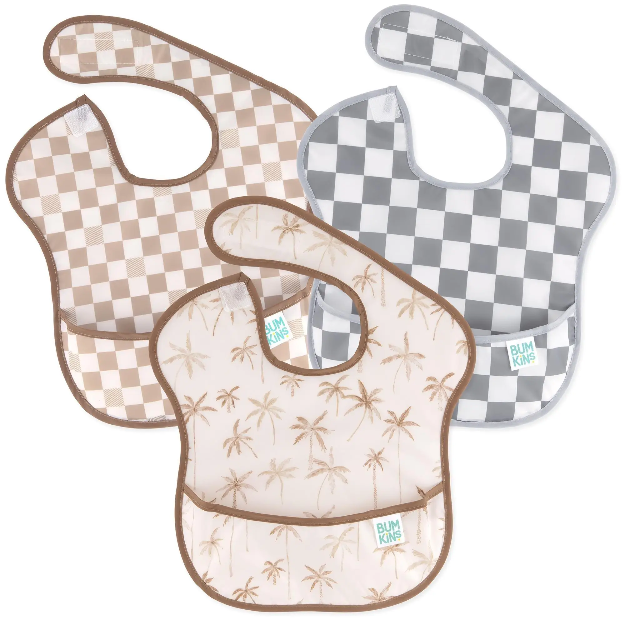 Bumkins SuperBib Önlük - 3lü Paket Palms + Checks
